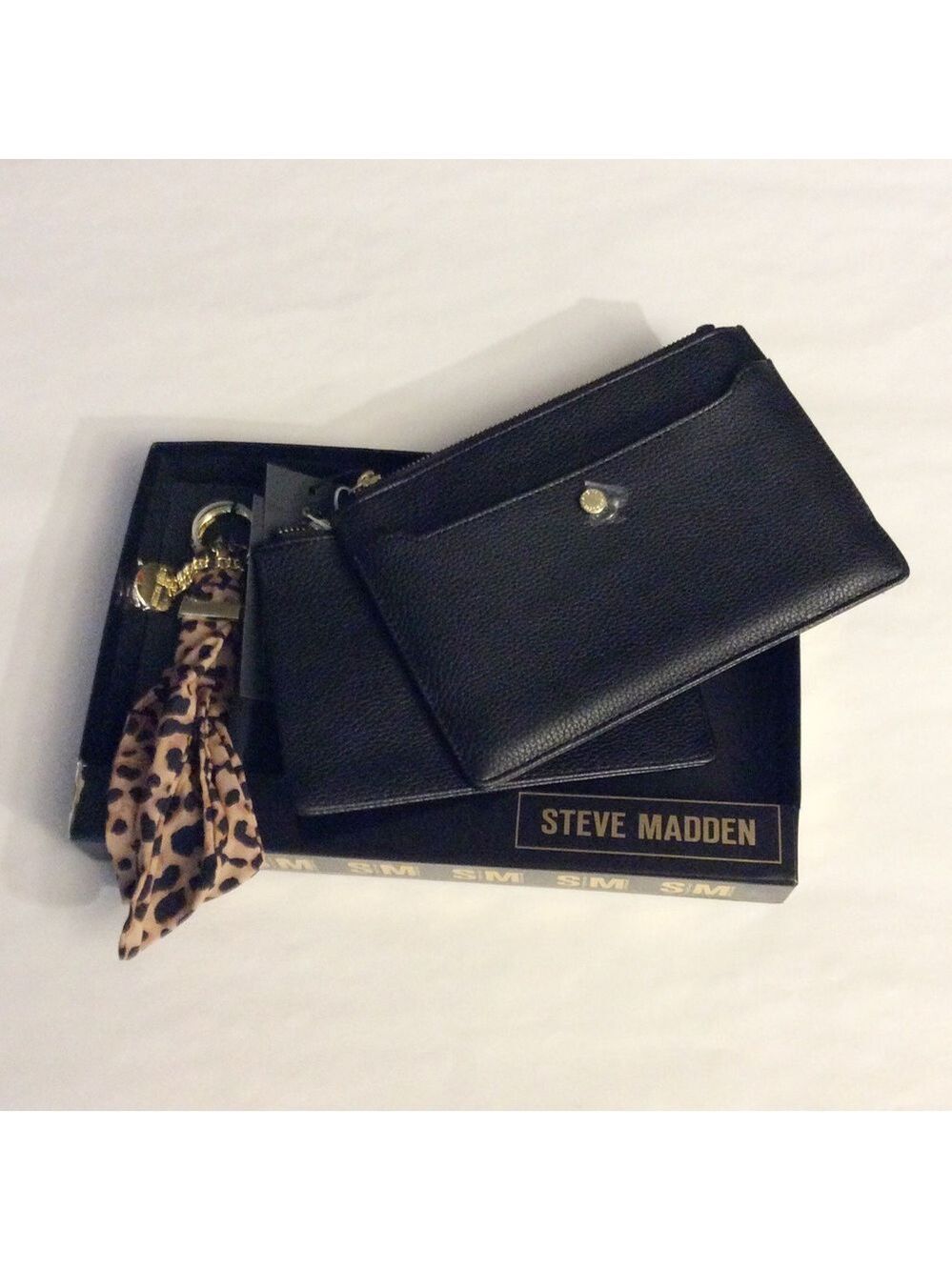 Steve Madden Black Wristlet Animal Print Key Ring - Picture 3 of 4